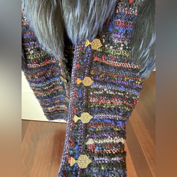 Nini K Saks Fifth Avenue Hade-Made Vest With Real Fox Hand Crocheted One Size - Picture 14 of 14